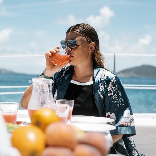 bvi relaxing girl beverage yacht charter