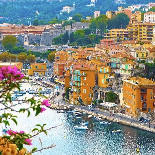 Cote d'azur colorful beach house town