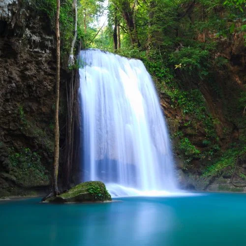 Thailand waterfall in wild jungle