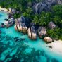 Seychelles natural landscape crystal water
