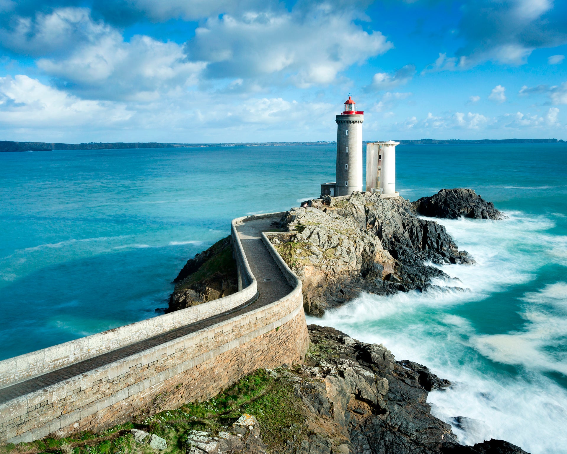 Brittany lighthouse way blue ocean