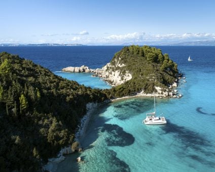 corfu catamaran on crystal waters wonderful landscape