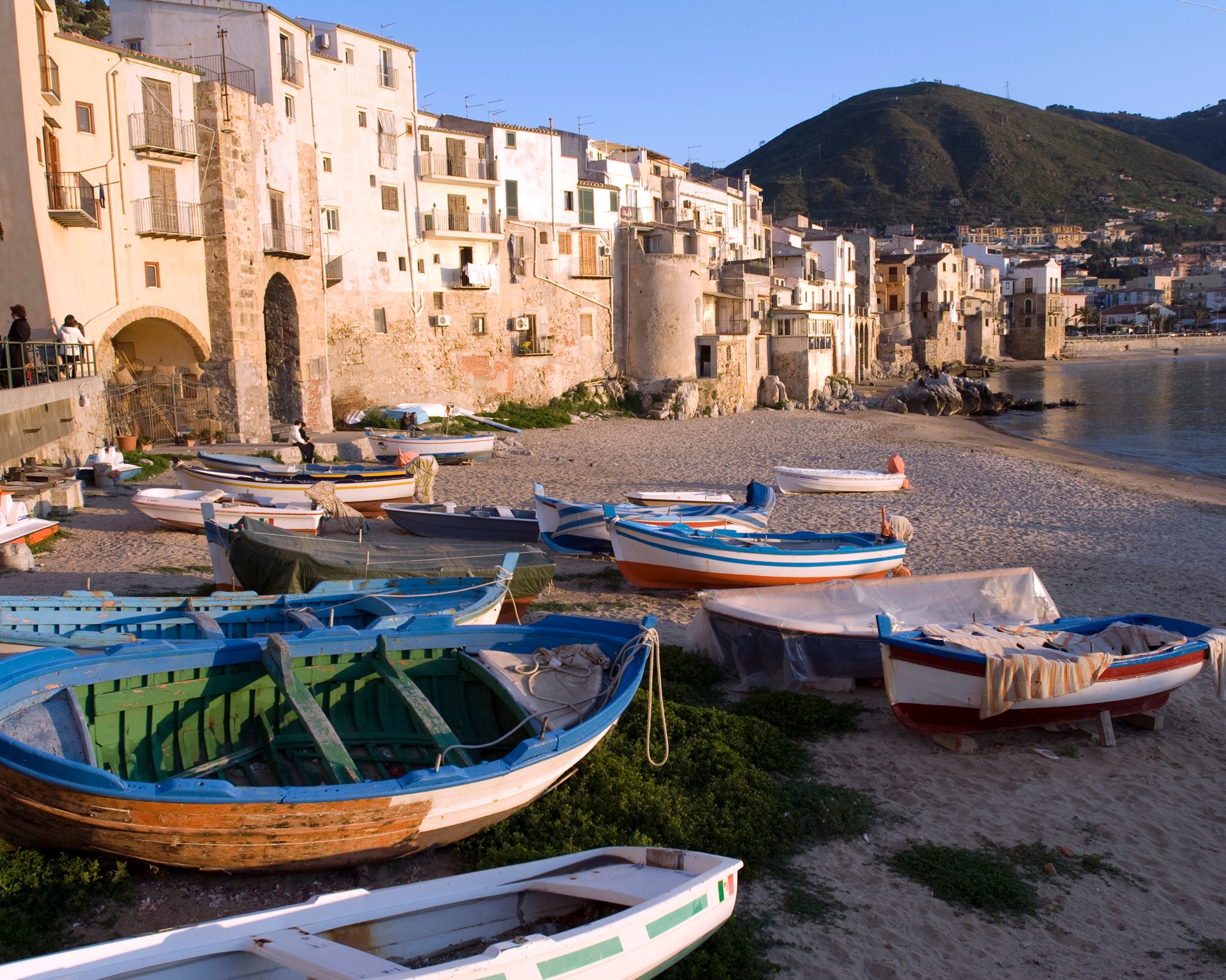 Sicily port fishers boats old town