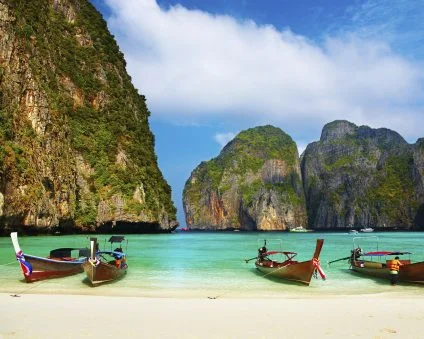 Thailand beach and boats in