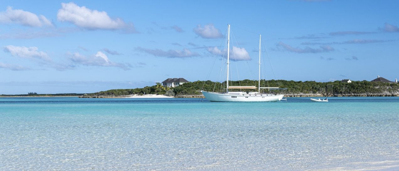 Exumas sailboat beach blue water