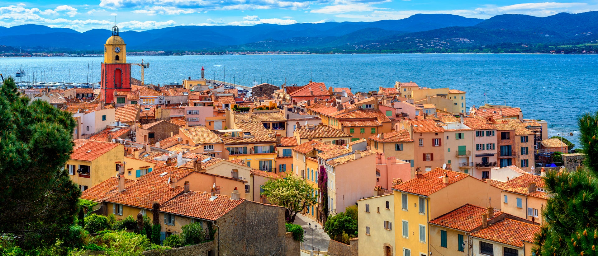 Cote d'azur colorful houses town