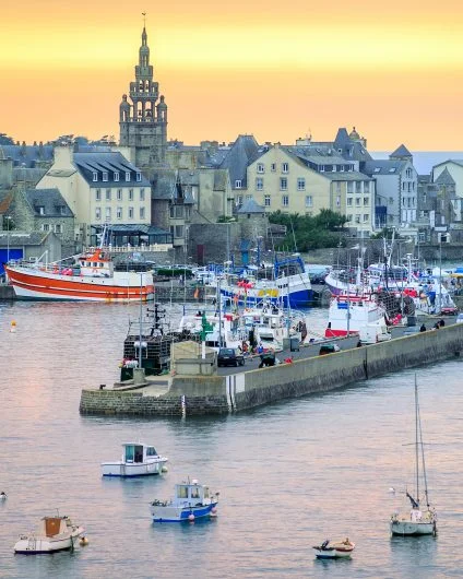 Brittany sunset port sailing catamaran charter