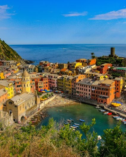 Italian village and bay with yachts charters