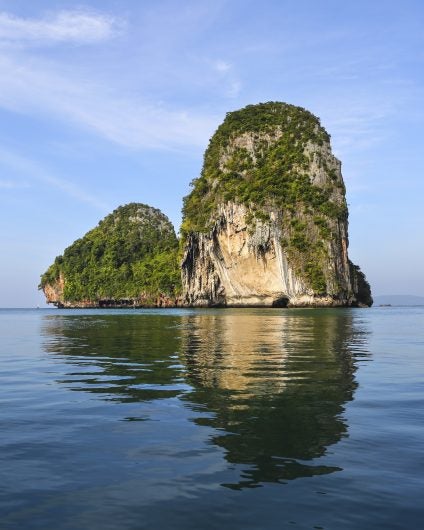 Thailand sea and towering rocks island