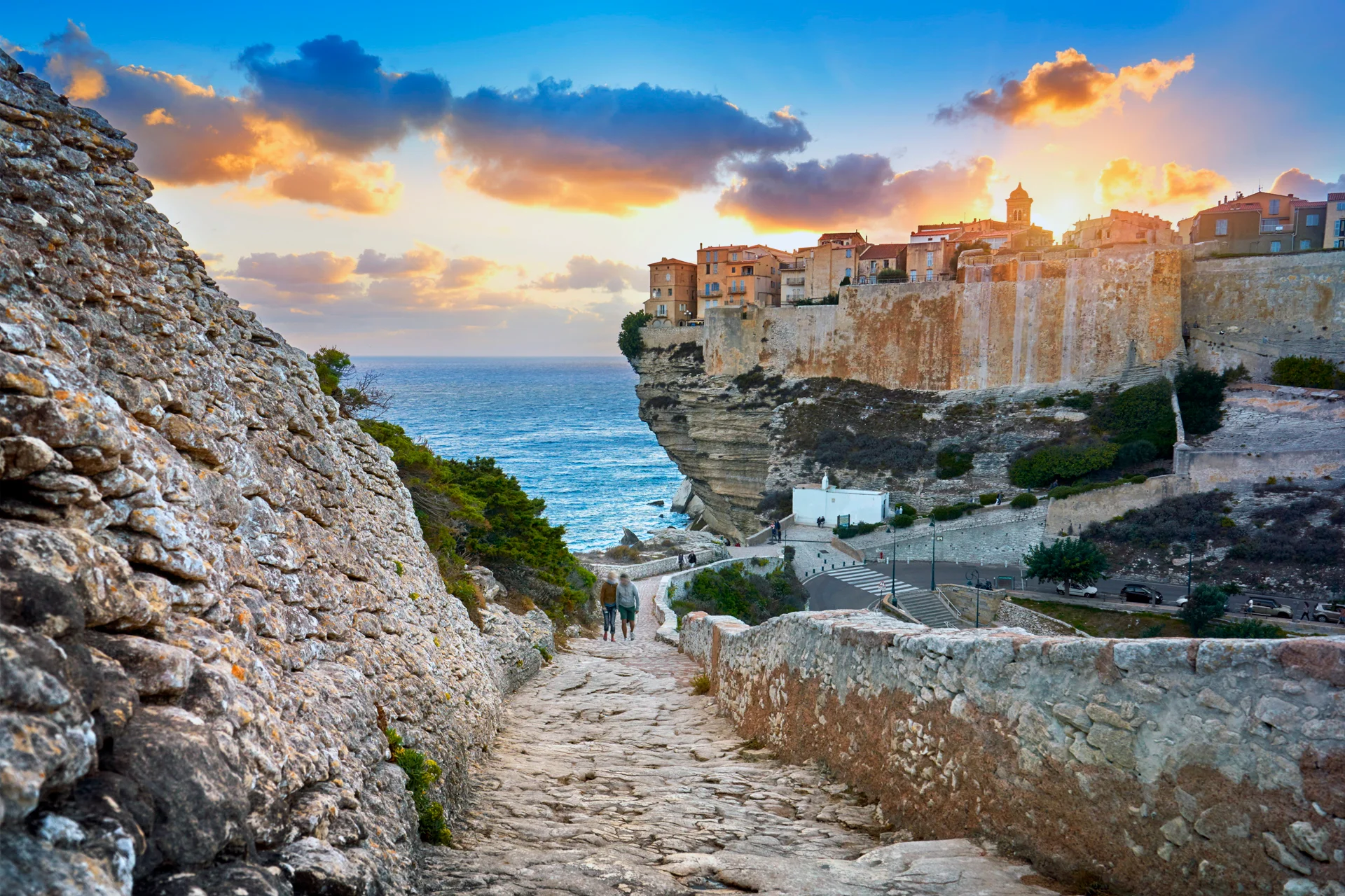 Corsica cliff landscape beautiful sunset