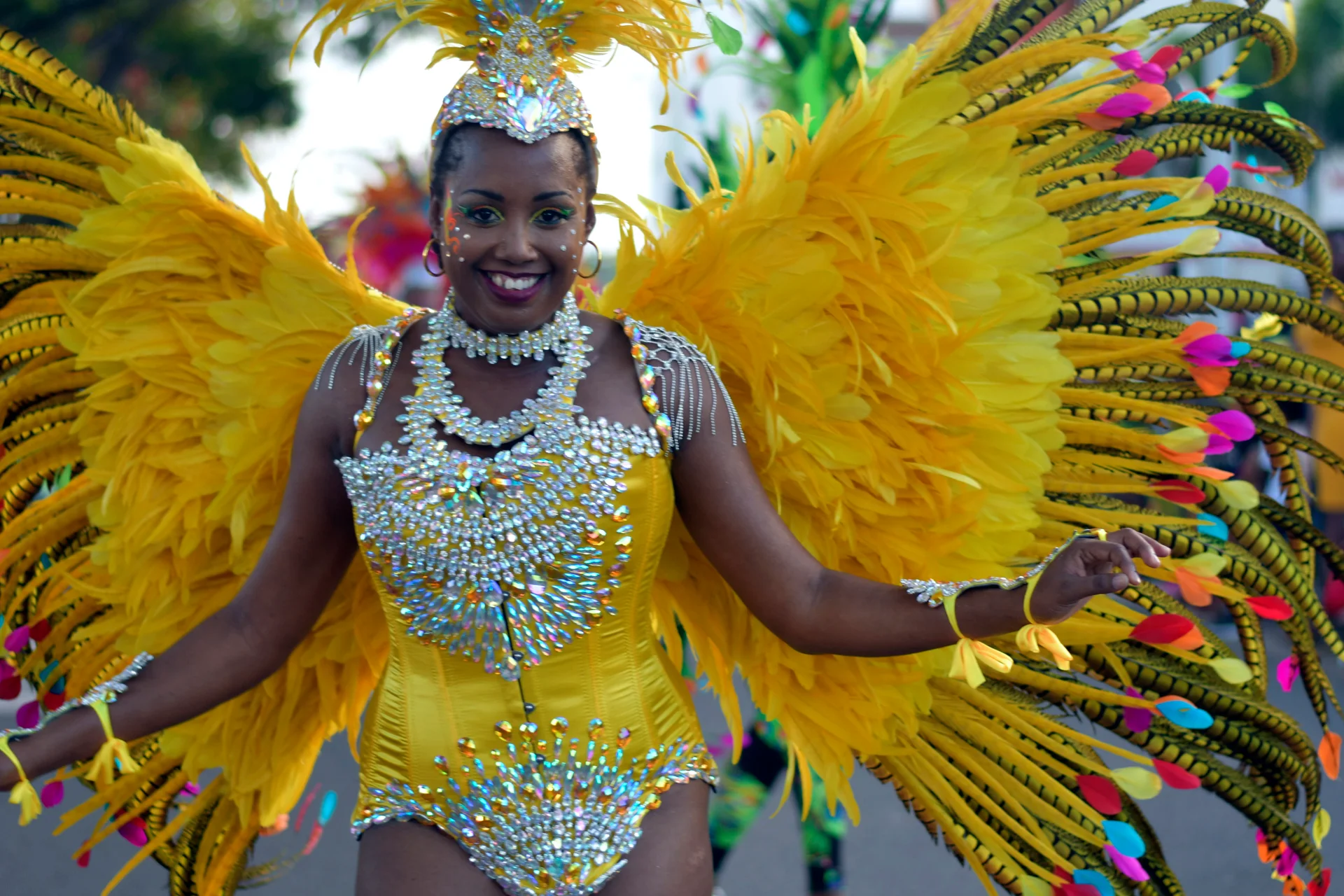 Guadeloupe karneval lokal flicka rolig semester