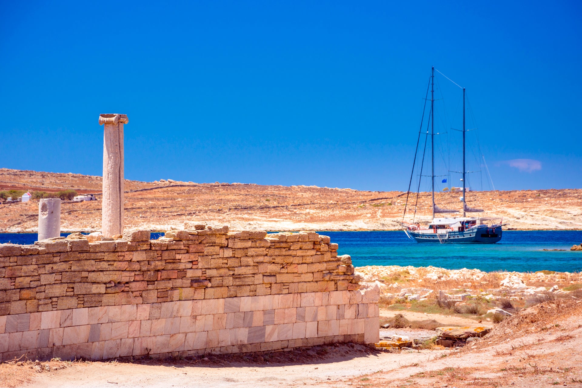 Lavrion coast ancient architecture sailboat charter