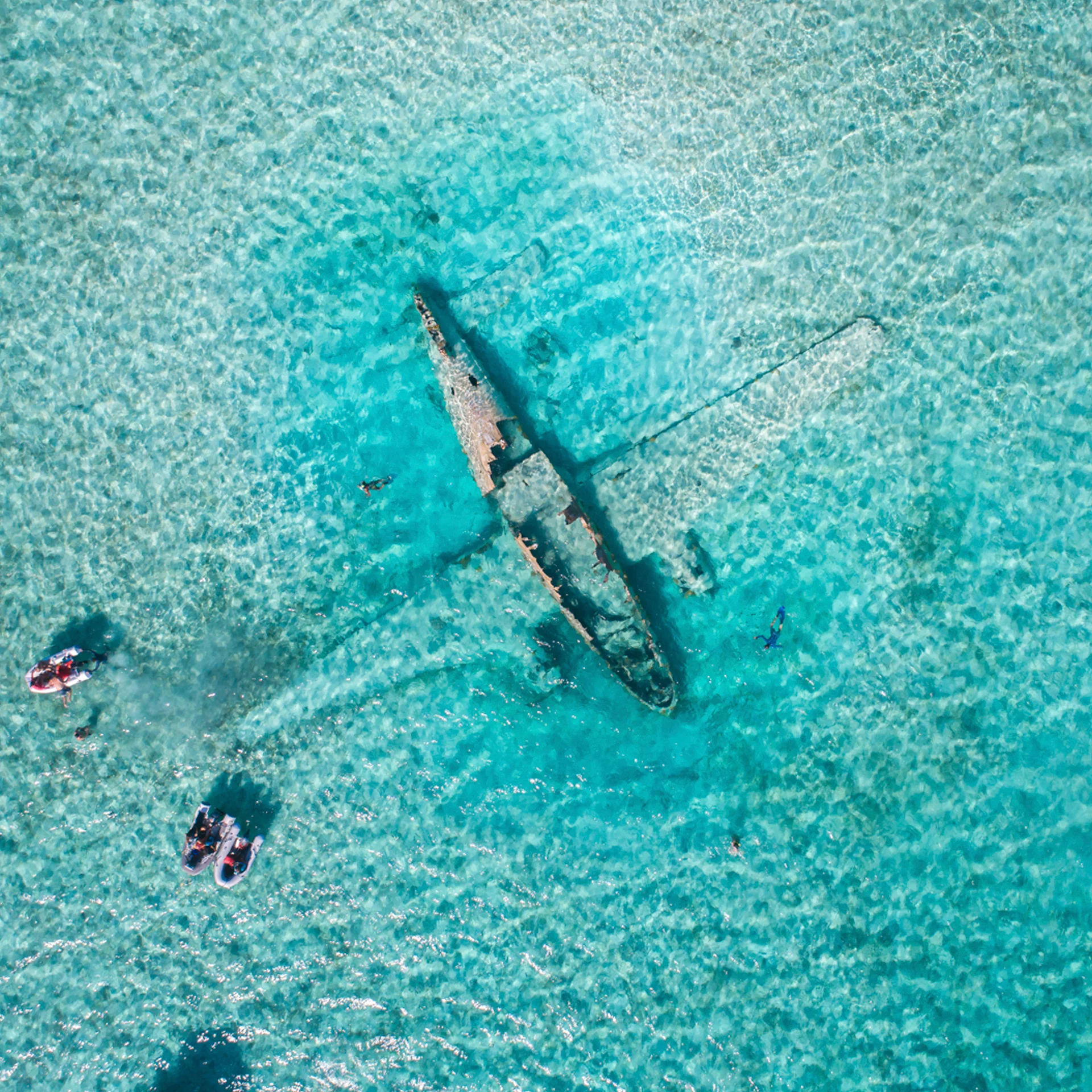 Exumas Flugzeug im Wasser Abenteuer