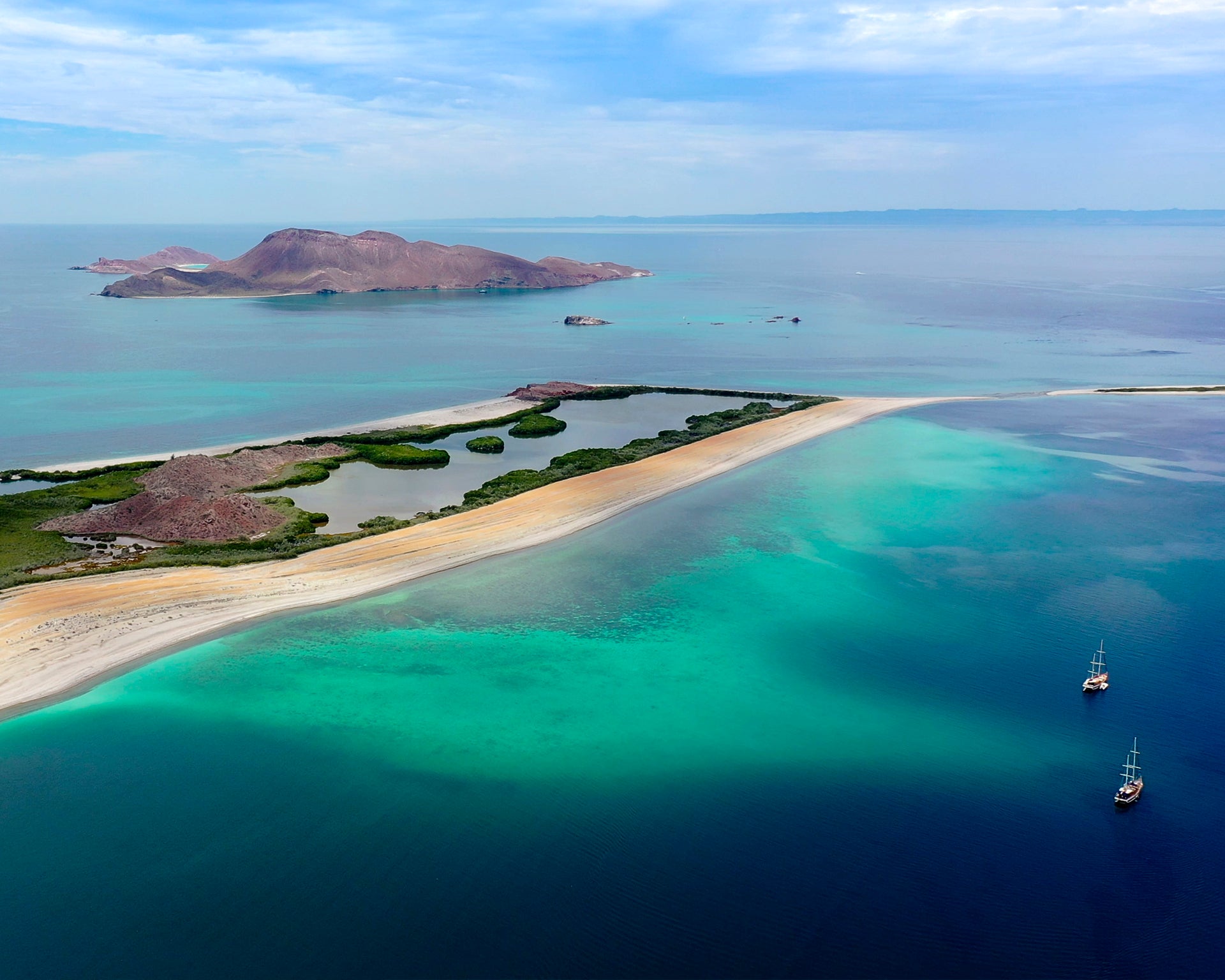 Mexico bay and island crystalline waters and yachts