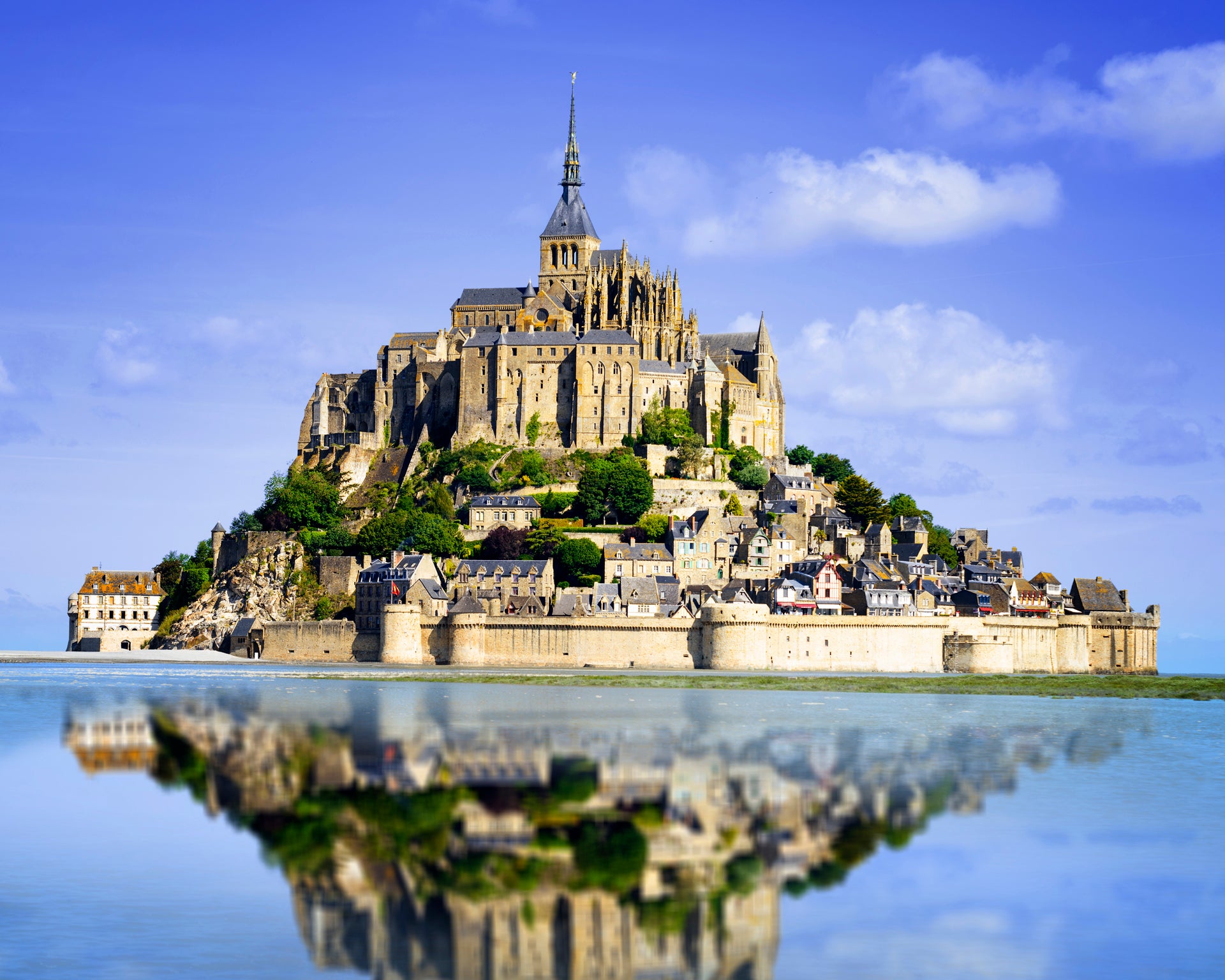 France Mount Sant Michel reflexed in crystal waters
