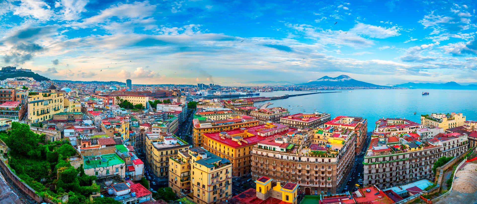 Naples colorful town italian coast landscape