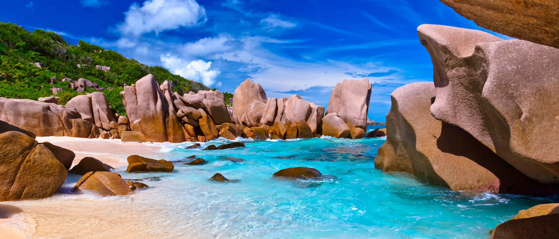 Indian Ocean beach crystalline waters and rocks