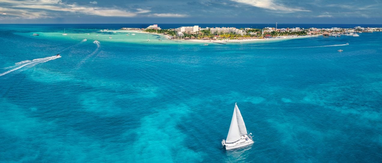 Caribbean yacht charter sailing in blue sea