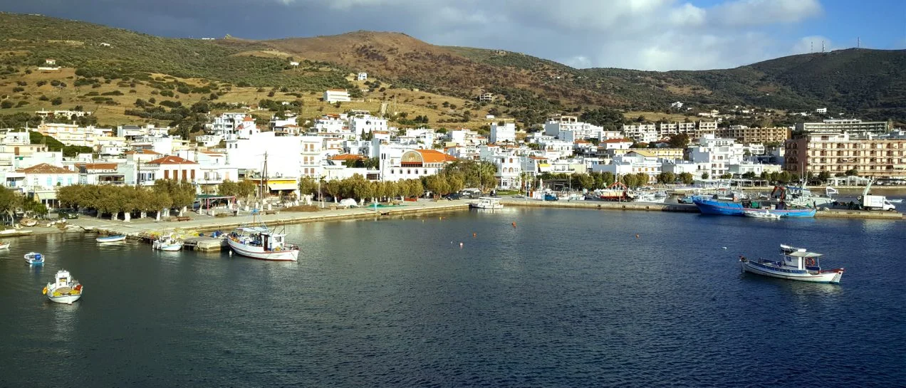 Lavrion port white town sailing