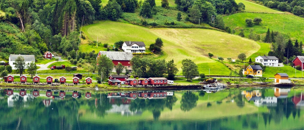 Scandinavia coat small village and boats