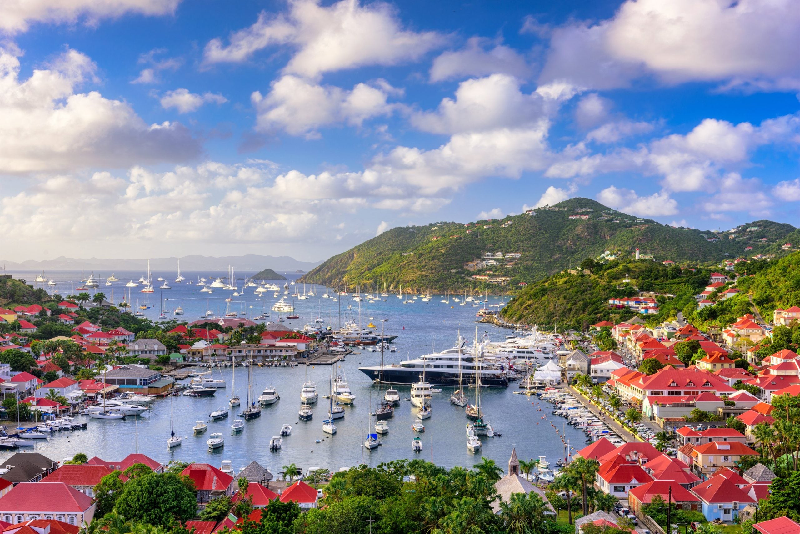 St Barts port with yachts charters