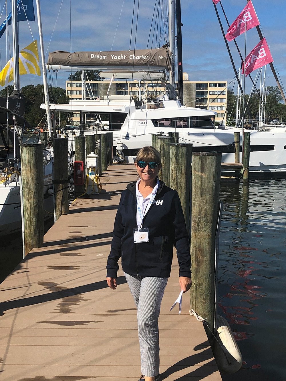 Christine on dock near boat