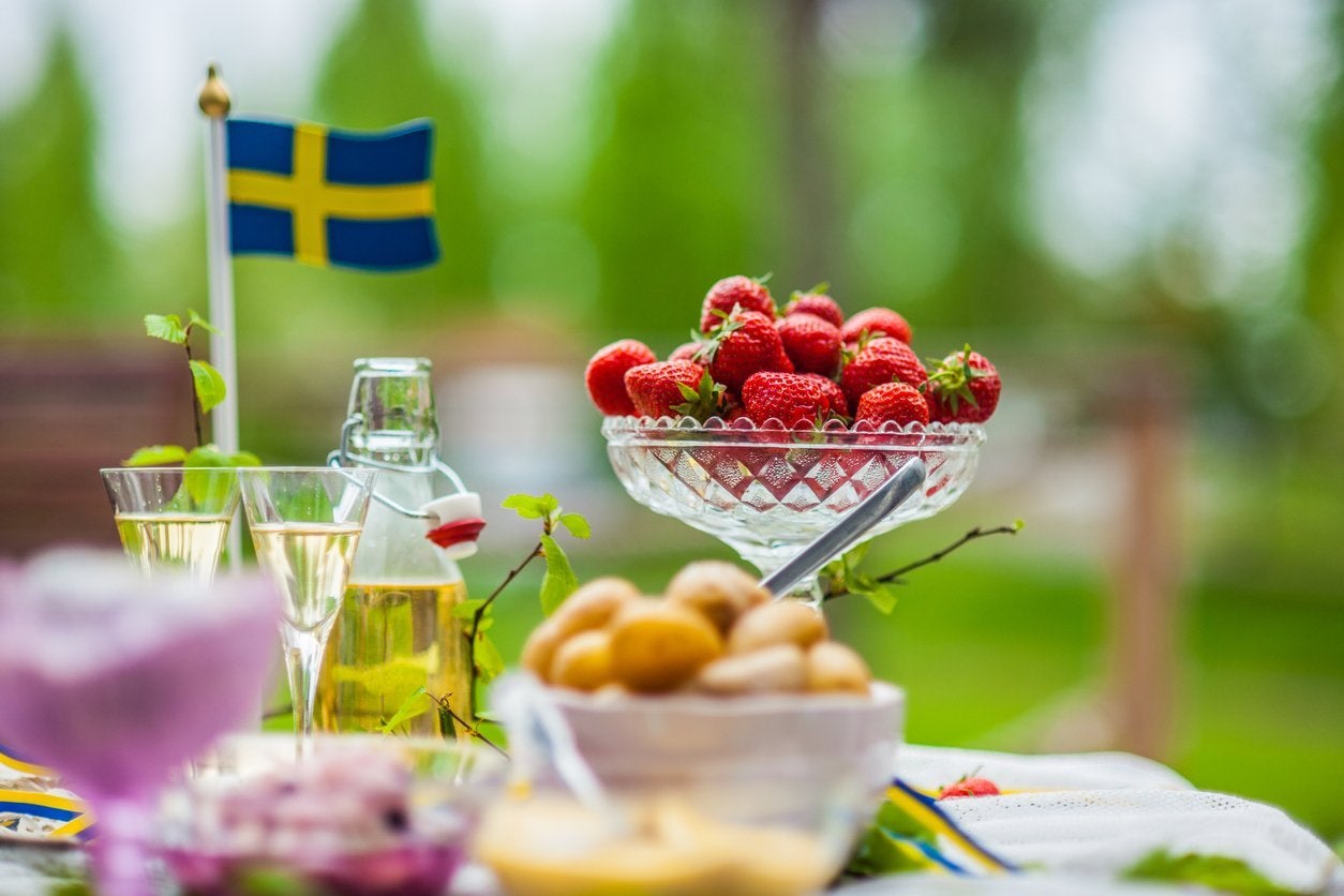 table setting of meal for midsummer