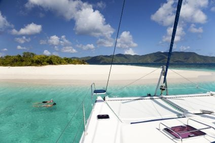 snorkeling off the boat at the shore of sandy spit BVI