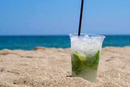 Mojito in the sand of the beach