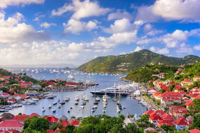 St Bart aerial view in the Caribbean