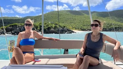 women on sailing yacht vacation in bvi
