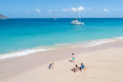 st martin beach with family sailing vacation