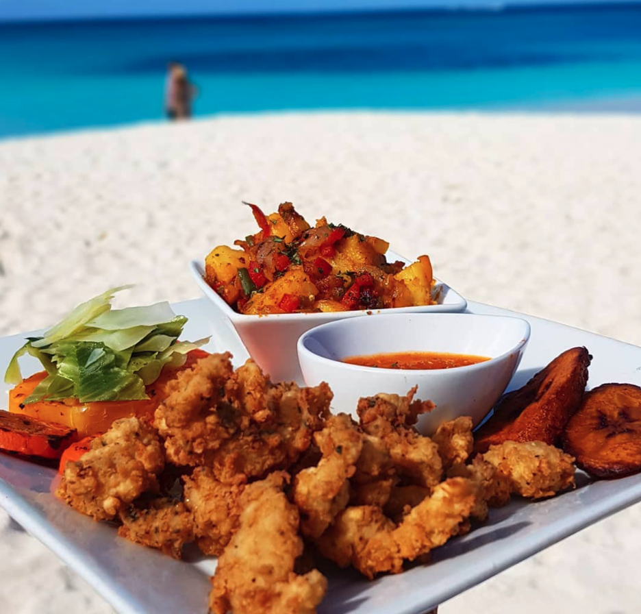 anguilla seafood meal on the beach
