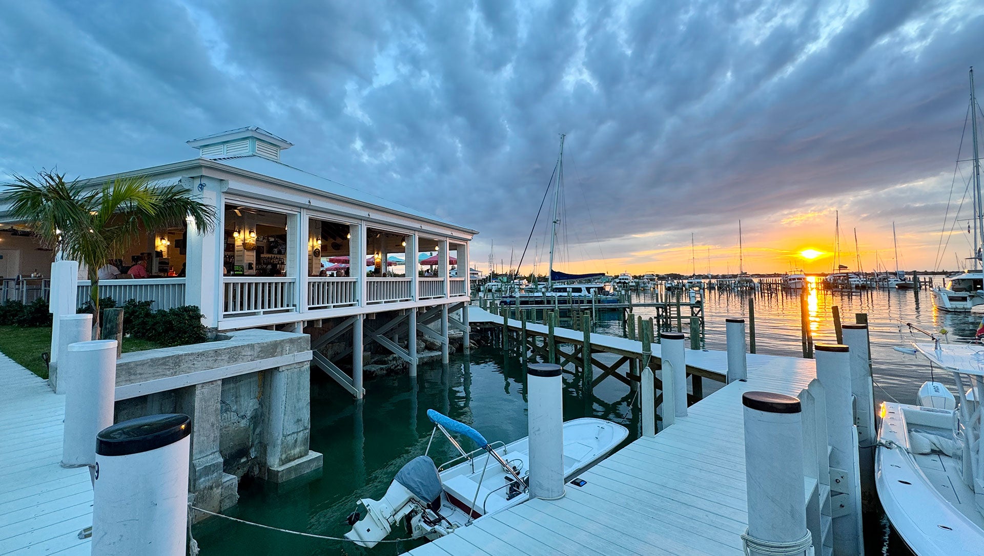 Marina at Marsh Harbor Conch Inn Marina sunset at Dream Yacht
