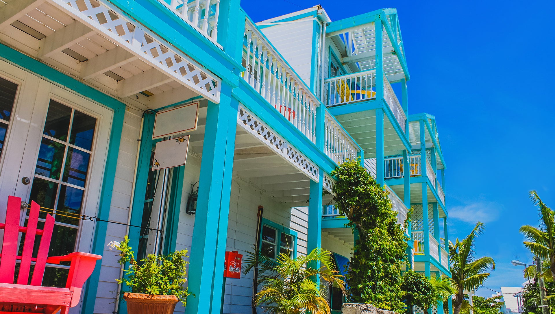 Hope Town in the Abaco Islands quaint colorful buildings
