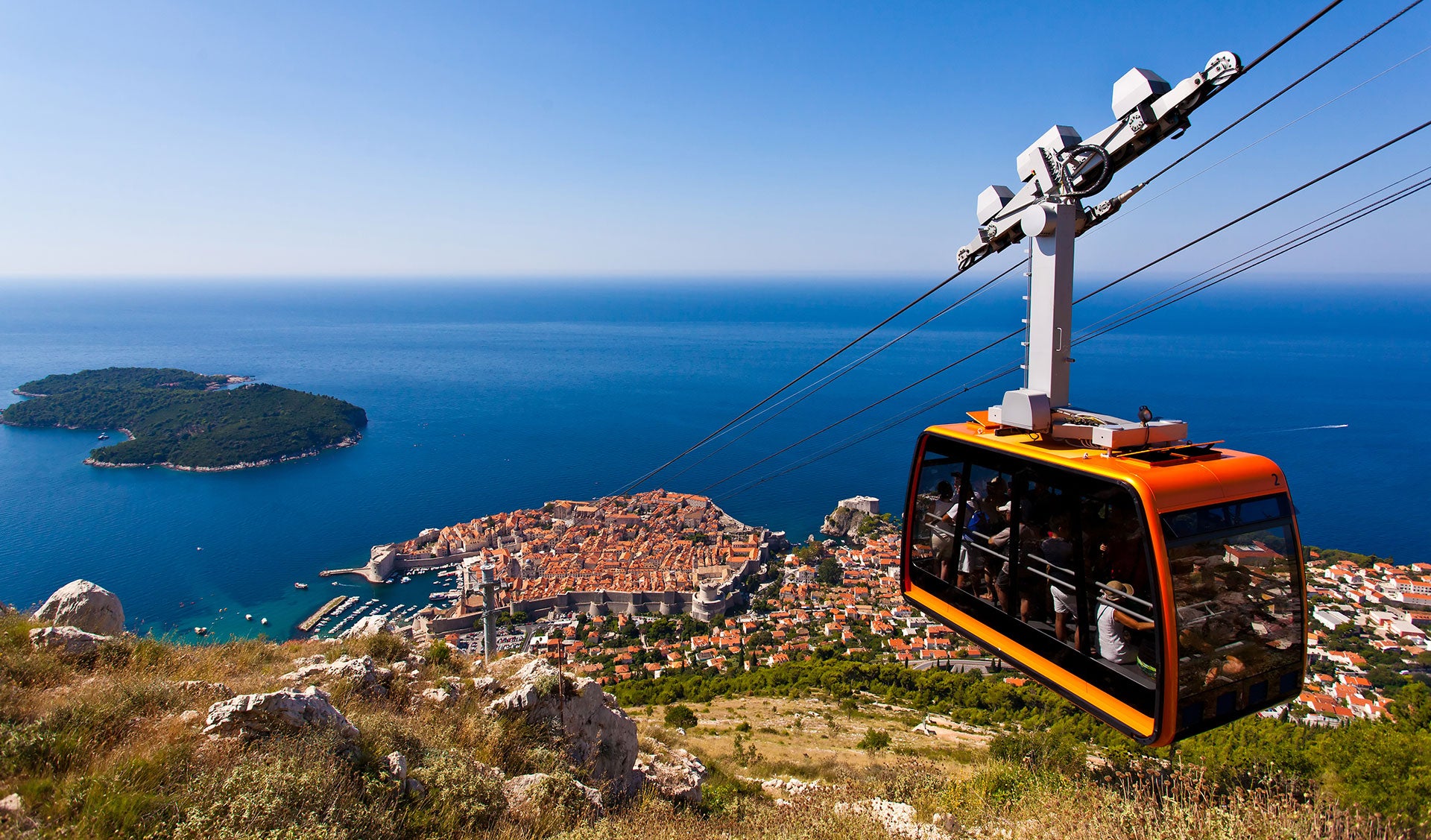 Top of mountain view and cable car on Mount Srd, top croatia photo spot