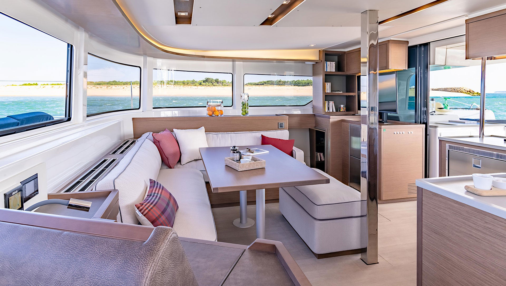 Lagoon 46 sailing catamaran interior, in the Bahamas