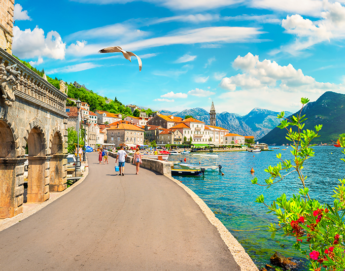 Historic,City,Of,Perast,At,Bay,Of,Kotor,In,Summer,