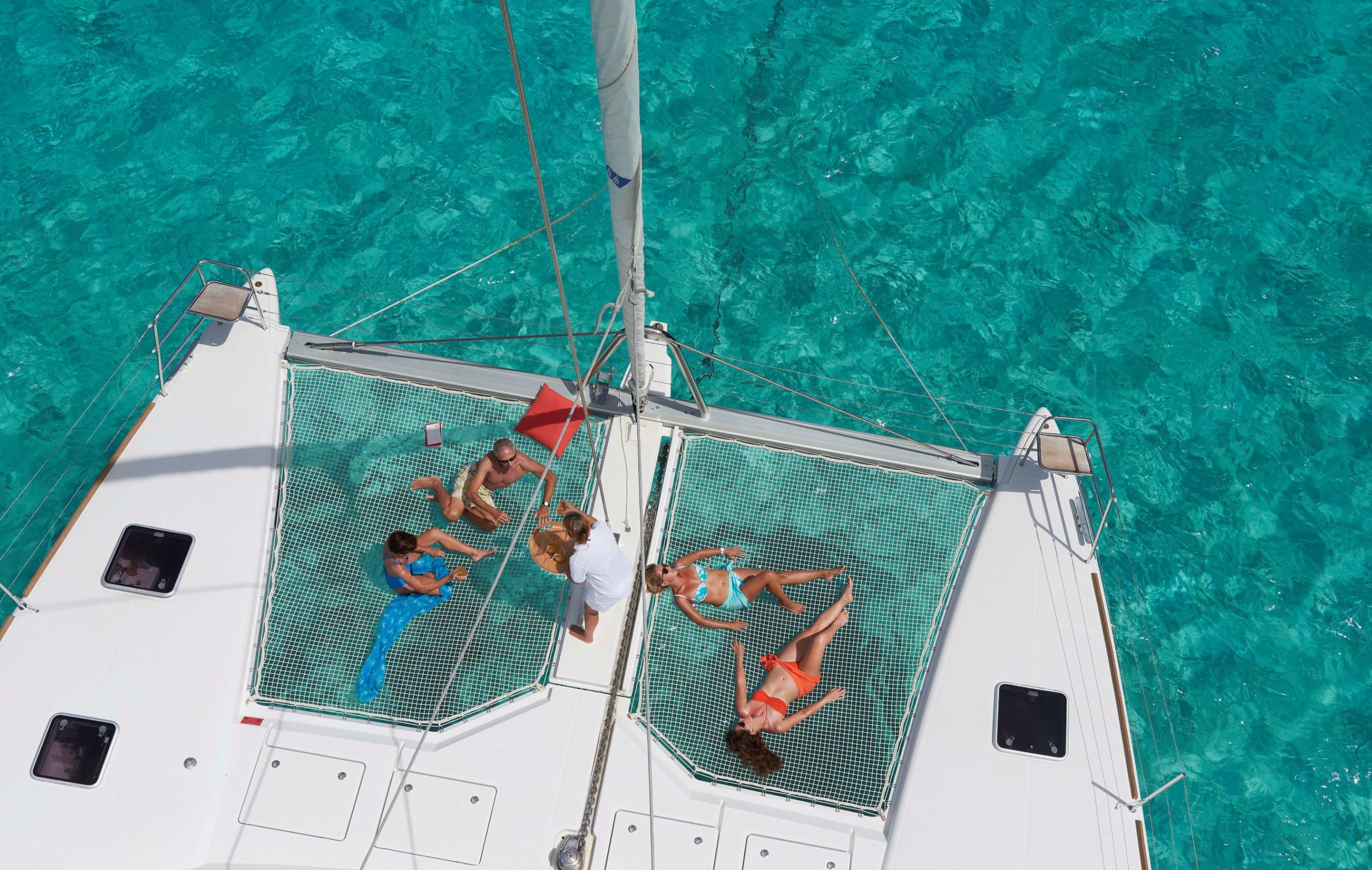 Forward trampoline catamaran charter